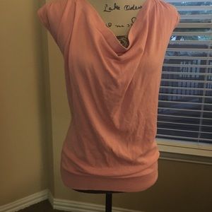 Ann Taylor Pink Cowl Neck Fitted Blouse-M